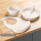 Silicone tableware – Children’s tableware – Bib – Baby tableware – Clay with stars [DE]