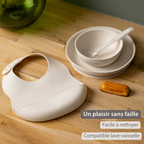 Silicone tableware – Children’s tableware – Bib – Baby tableware – Clay with stars [FR]