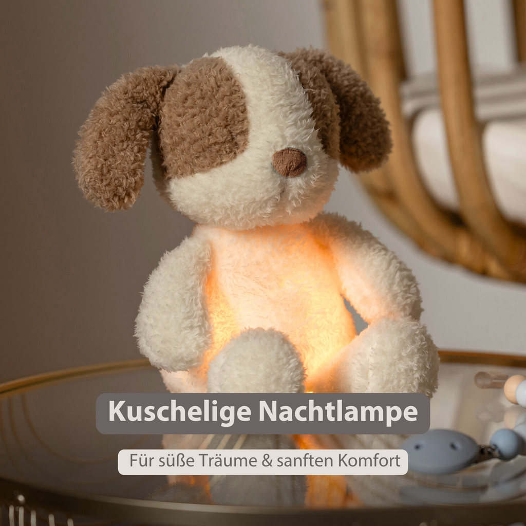 TEDDY Baby Night Light Dog – 25 cm – Soft Baby Plush – Beige [DE]