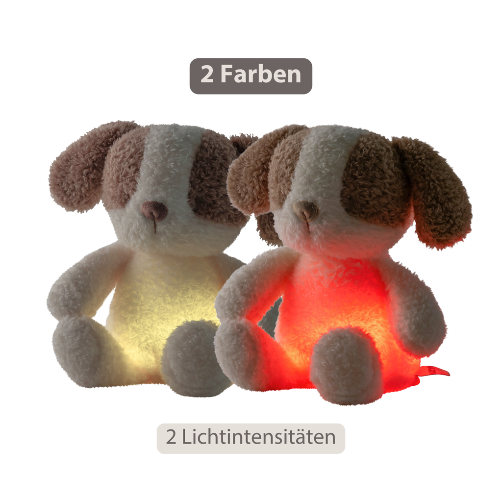 TEDDY Baby Night Light Dog – 25 cm – Soft Baby Plush – Beige [DE]