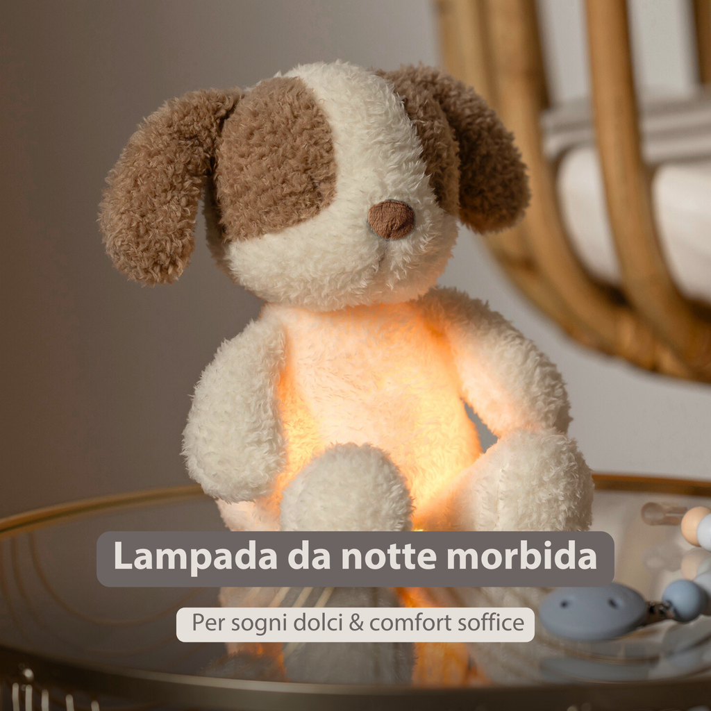 TEDDY Baby Night Light Dog – 25 cm – Soft Baby Plush – Beige [IT]