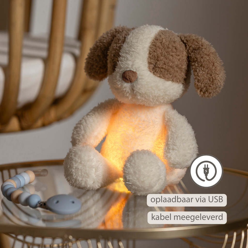 TEDDY Baby Night Light Dog – 25 cm – Soft Baby Plush – Beige [NL]