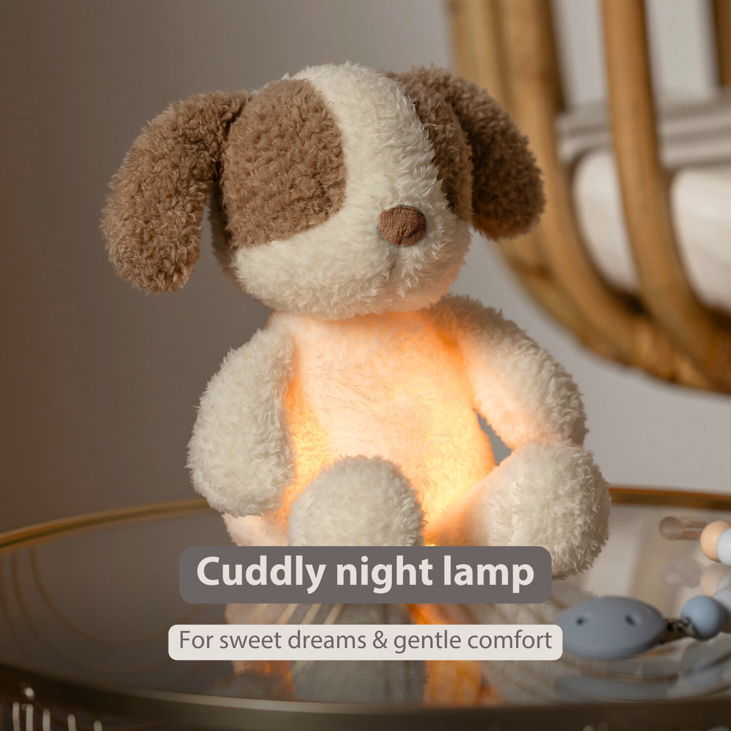TEDDY Baby Night Light Dog – 25 cm – Soft Baby Plush – Beige [EN]