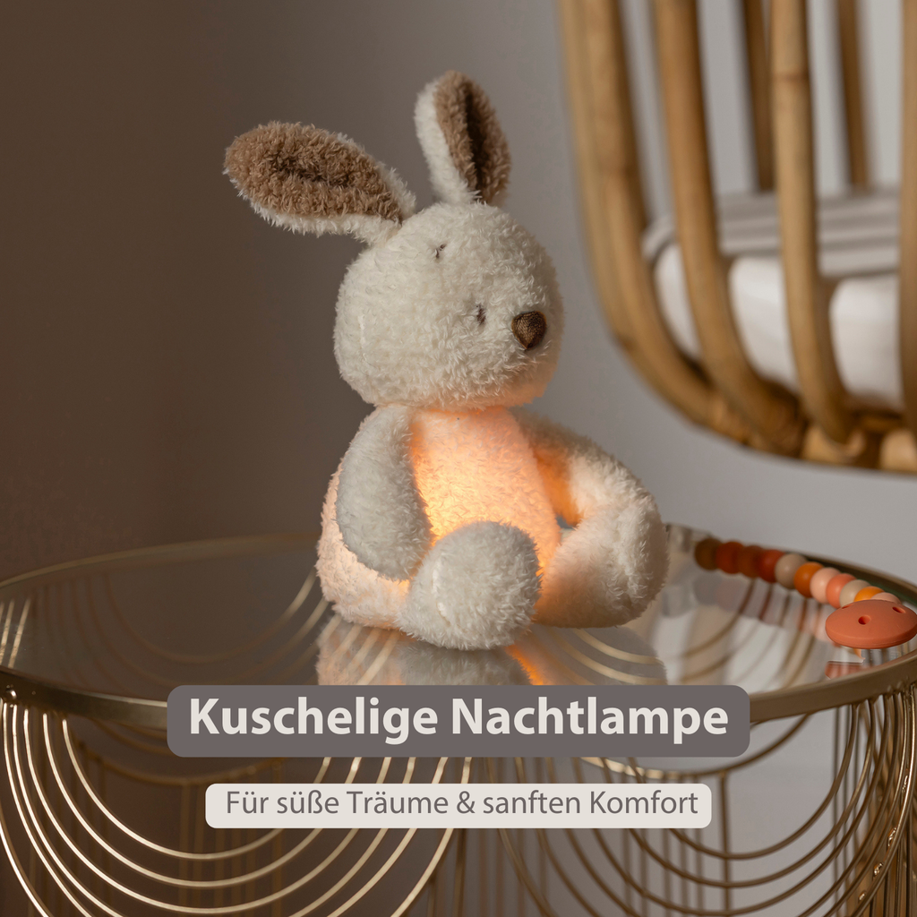 TEDDY Baby Night Light Bunny – 25 cm – Soft Baby Plush – Beige [DE]