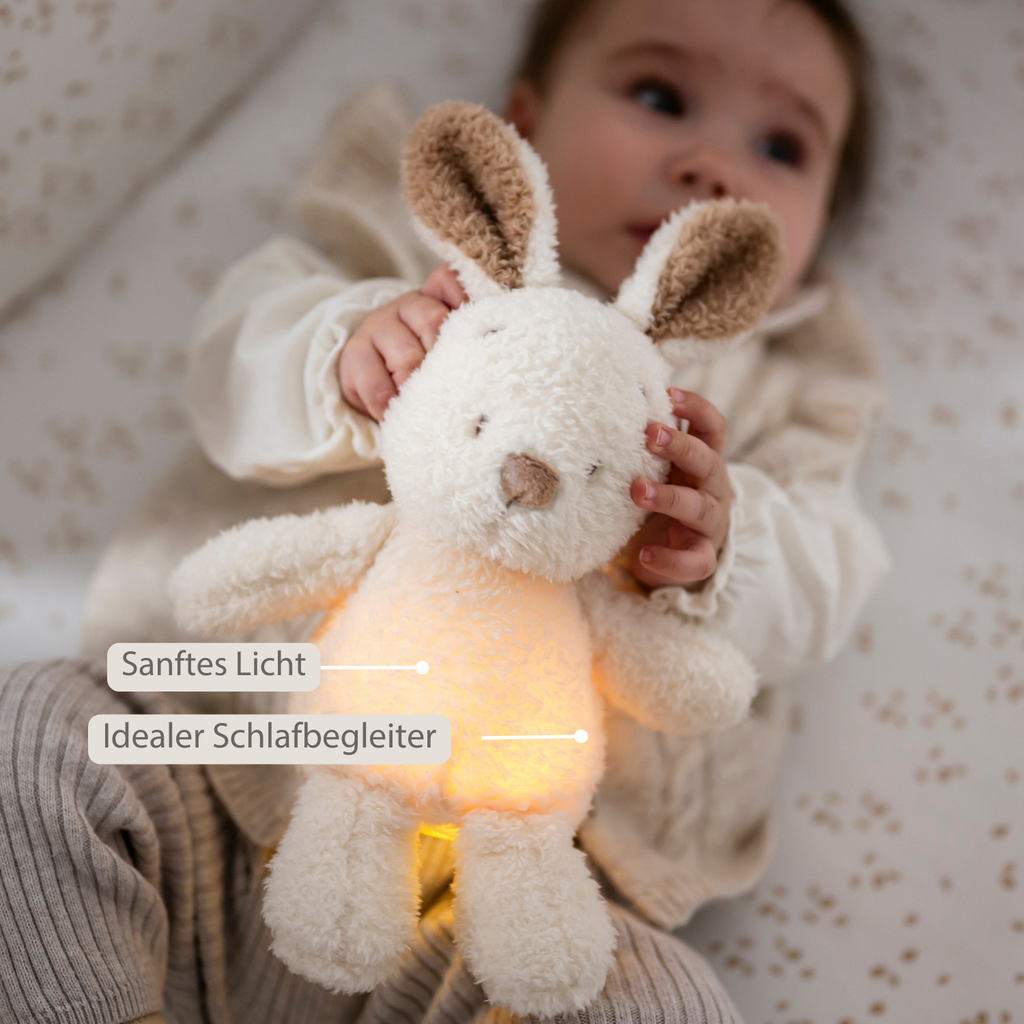 TEDDY Baby Night Light Bunny – 25 cm – Soft Baby Plush – Beige [DE]