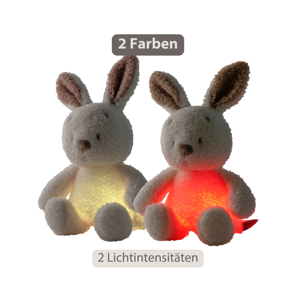 TEDDY Baby Night Light Bunny – 25 cm – Soft Baby Plush – Beige [DE]
