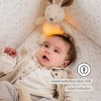 TEDDY Baby Night Light Bunny – 25 cm – Soft Baby Plush – Beige [DE]