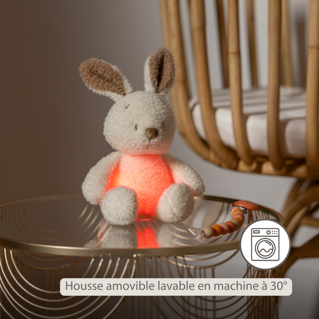 TEDDY Baby Night Light Bunny – 25 cm – Soft Baby Plush – Beige [FR]