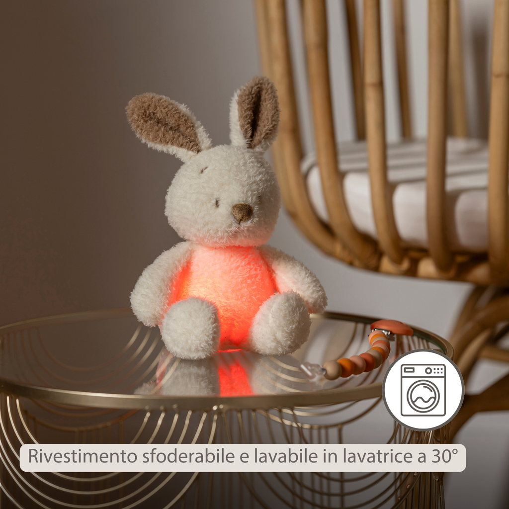TEDDY Baby Night Light Bunny – 25 cm – Soft Baby Plush – Beige [IT]