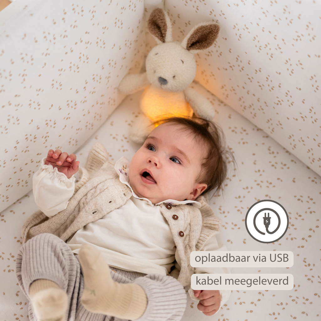 TEDDY Baby Night Light Bunny – 25 cm – Soft Baby Plush – Beige [NL]