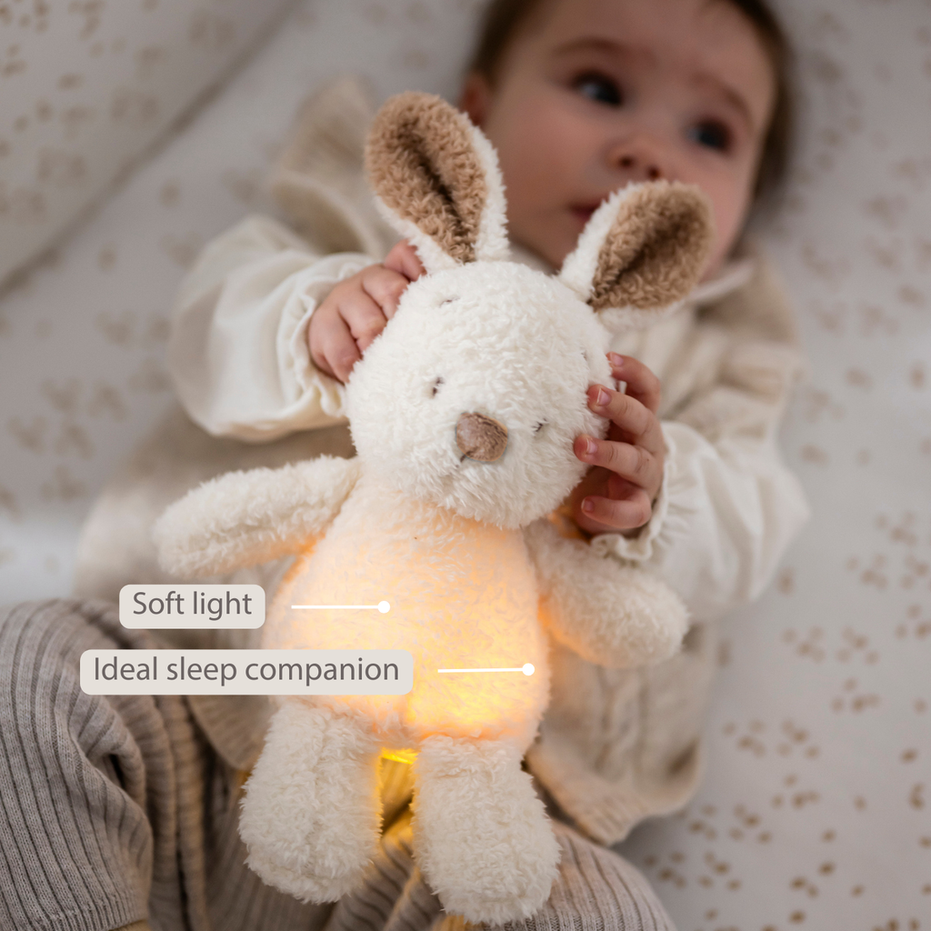 TEDDY Baby Night Light Bunny – 25 cm – Soft Baby Plush – Beige [EN]