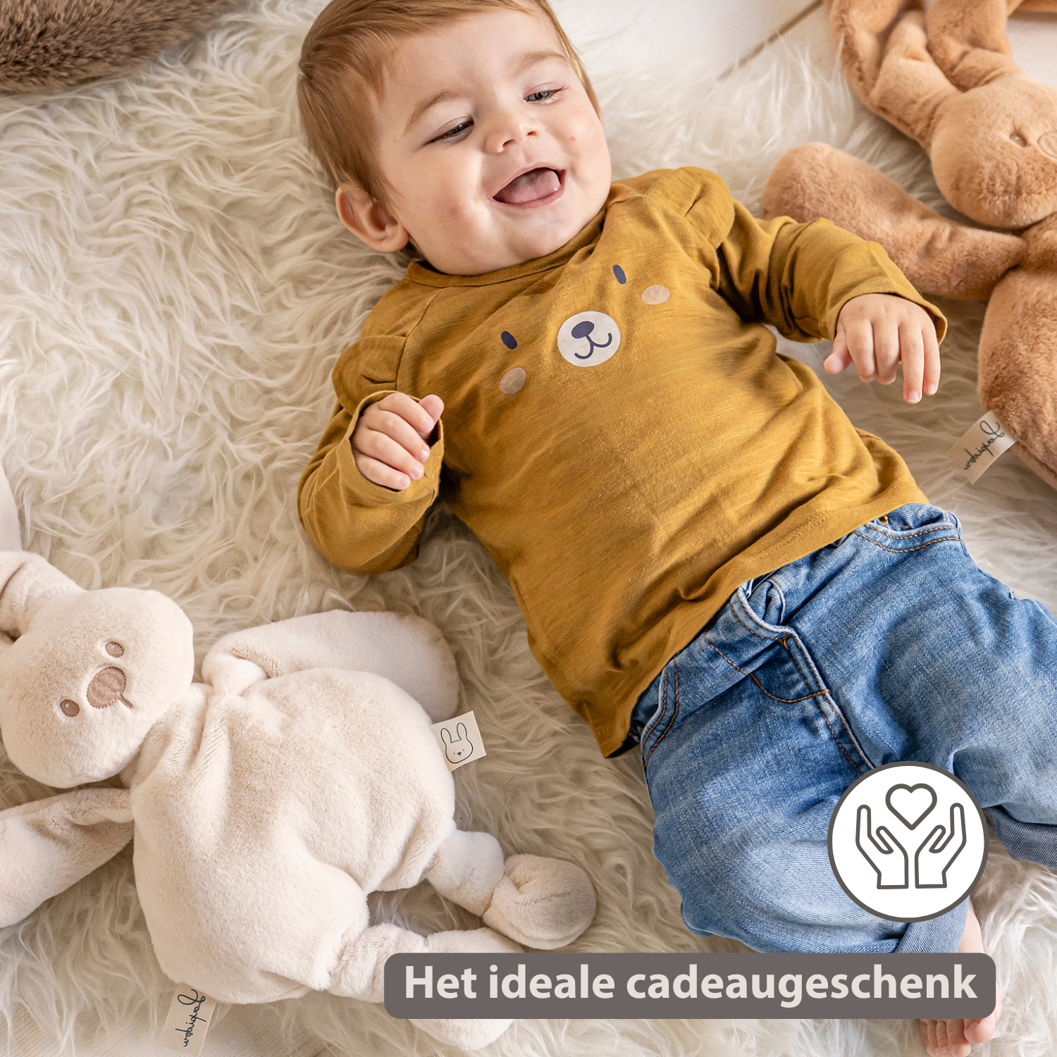 Lapidou Cuddly Rabbit - 30 cm - Soft Baby Plush - Sand [NL]