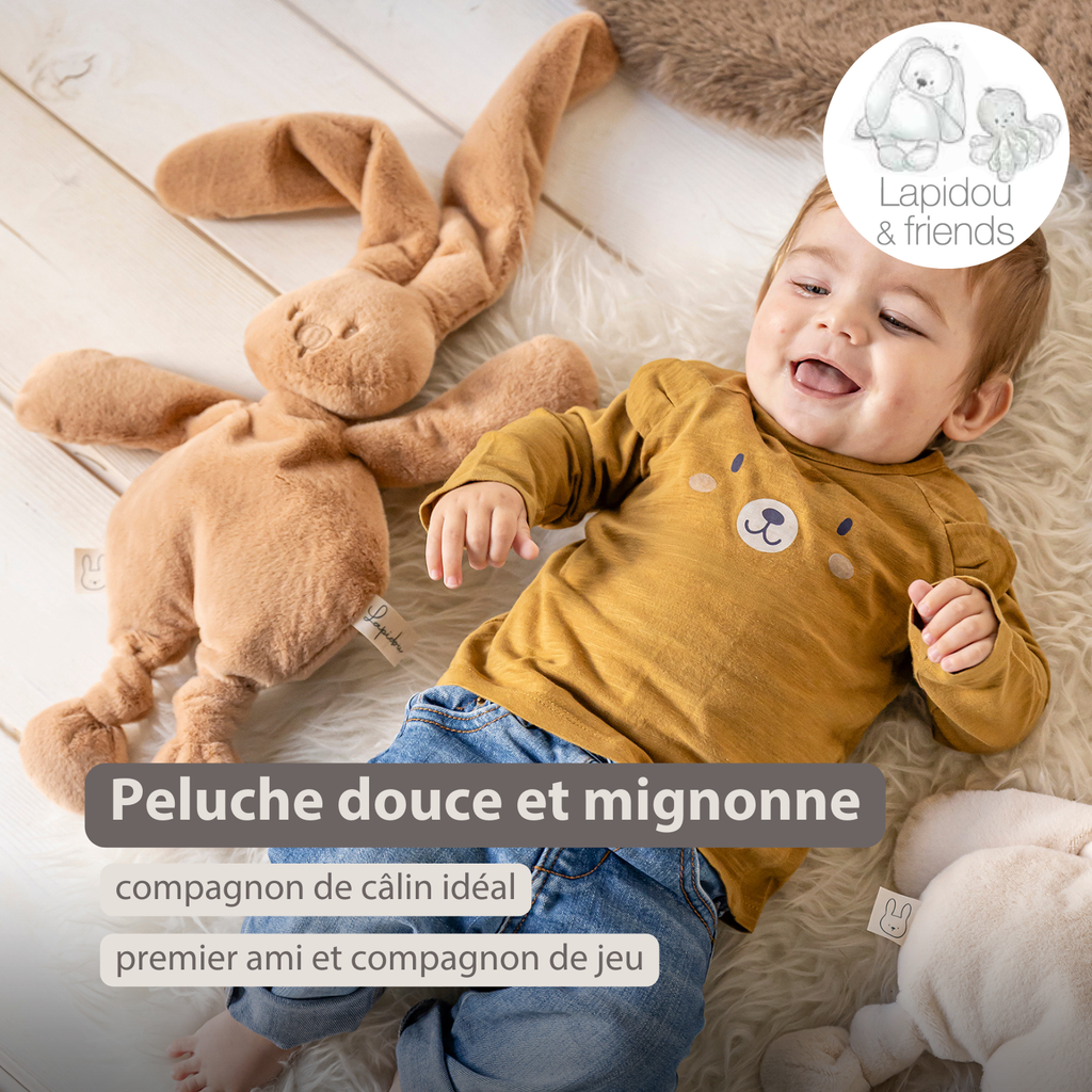 Lapidou Cuddly Rabbit - 30 cm - Soft Baby Plush - Warm Beige [FR]