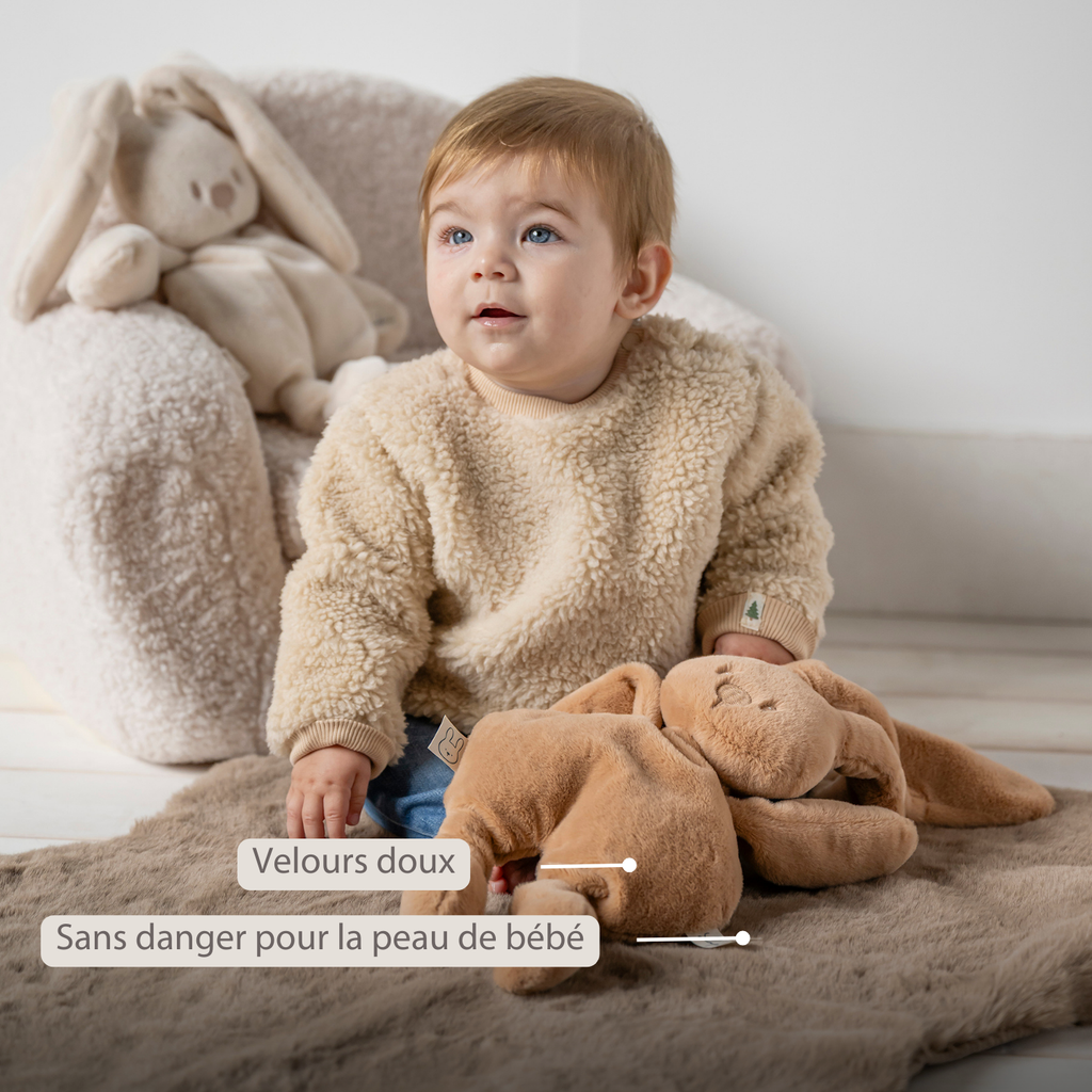 Lapidou Cuddly Rabbit - 30 cm - Soft Baby Plush - Warm Beige [FR]