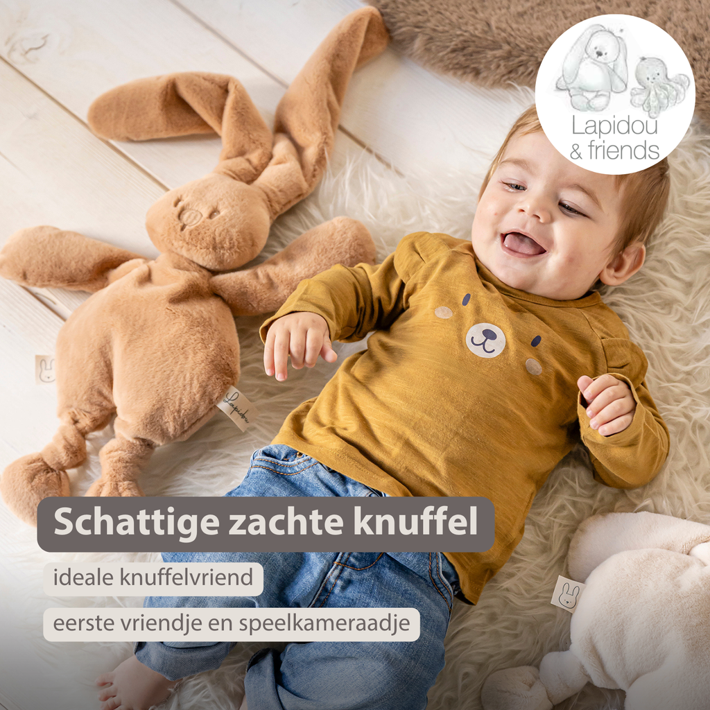 Lapidou Cuddly Rabbit - 30 cm - Soft Baby Plush - Warm Beige [NL]