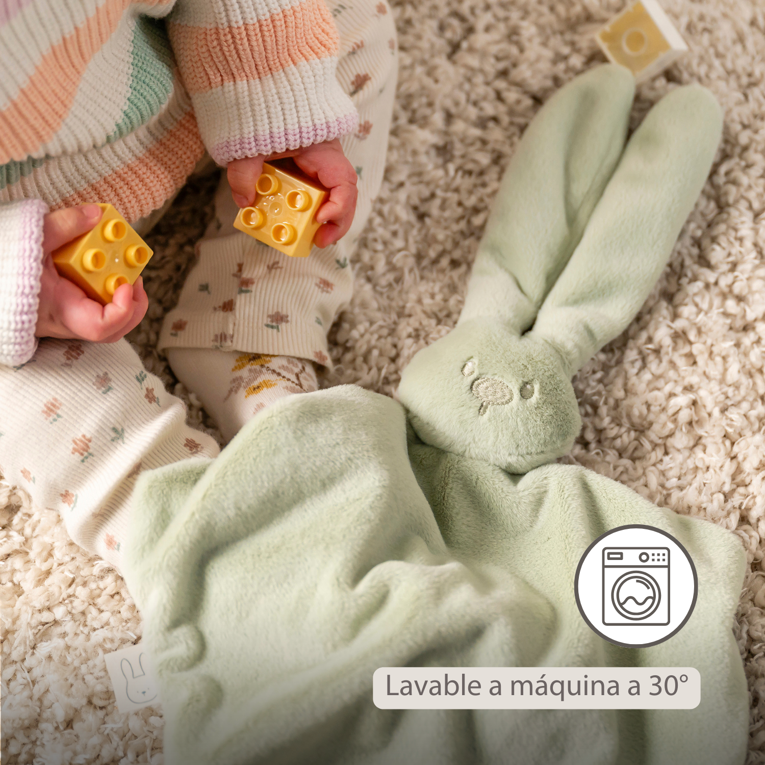 Lapidou Cuddly Rabbit - 30 cm - Soft Baby Plush - Linden Green [ES]