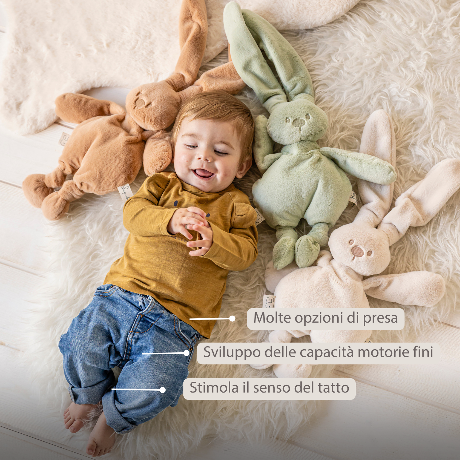 Lapidou Cuddly Rabbit - 30 cm - Soft Baby Plush - Linden Green [IT]