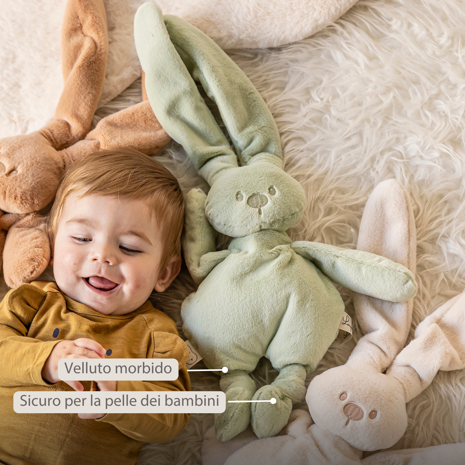 Lapidou Cuddly Rabbit - 30 cm - Soft Baby Plush - Linden Green [IT]