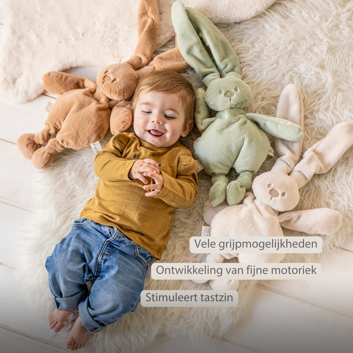 Lapidou Cuddly Rabbit - 30 cm - Soft Baby Plush - Linden Green [NL]