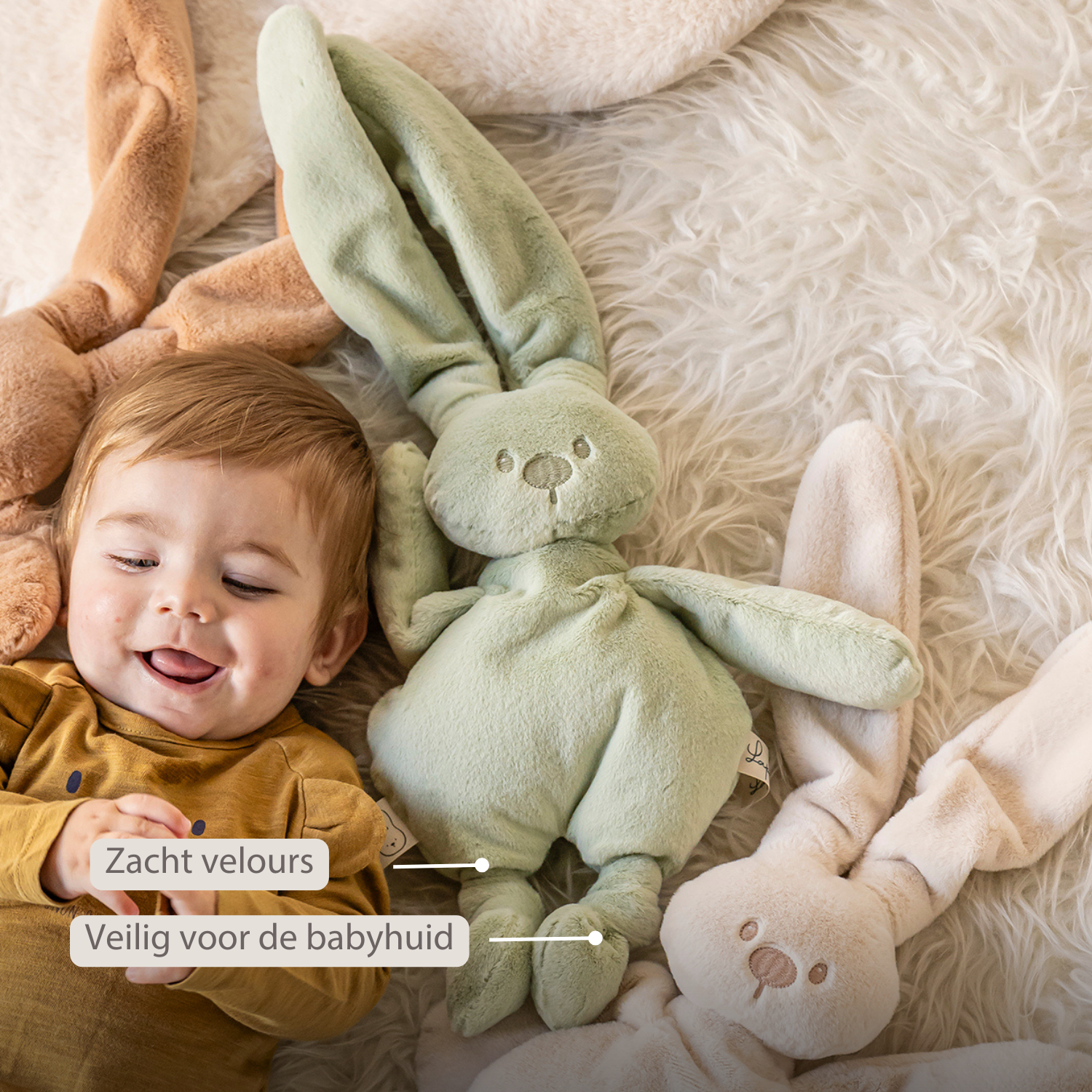 Lapidou Cuddly Rabbit - 30 cm - Soft Baby Plush - Linden Green [NL]