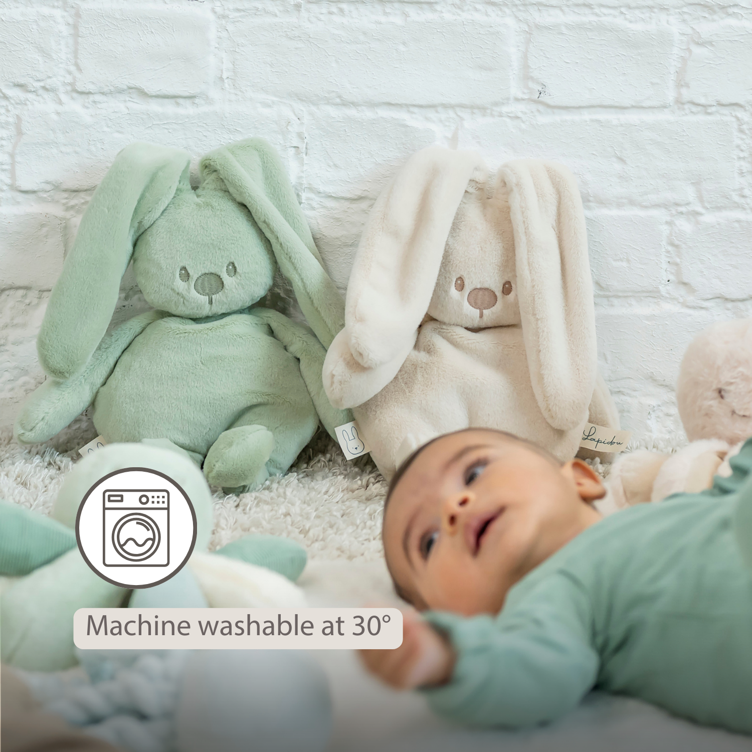 Lapidou Cuddly Rabbit - 30 cm - Soft Baby Plush - Linden Green [EN]