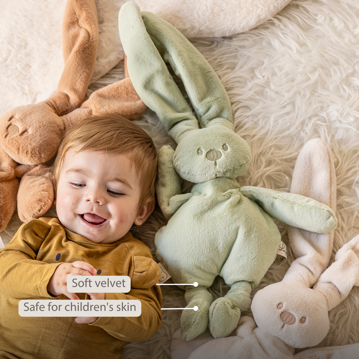 Lapidou Cuddly Rabbit - 30 cm - Soft Baby Plush - Linden Green [EN]