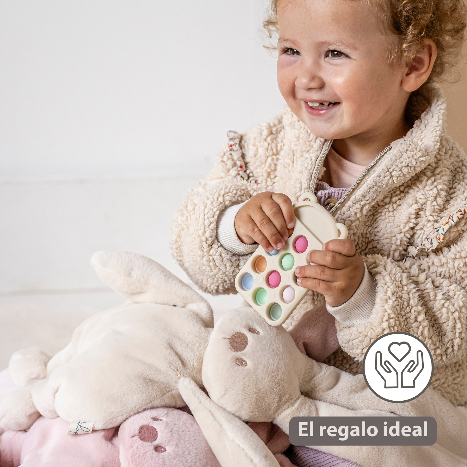 Lapidou Cuddly Rabbit - 30 cm - Soft Baby Plush - Powder Pink [ES]