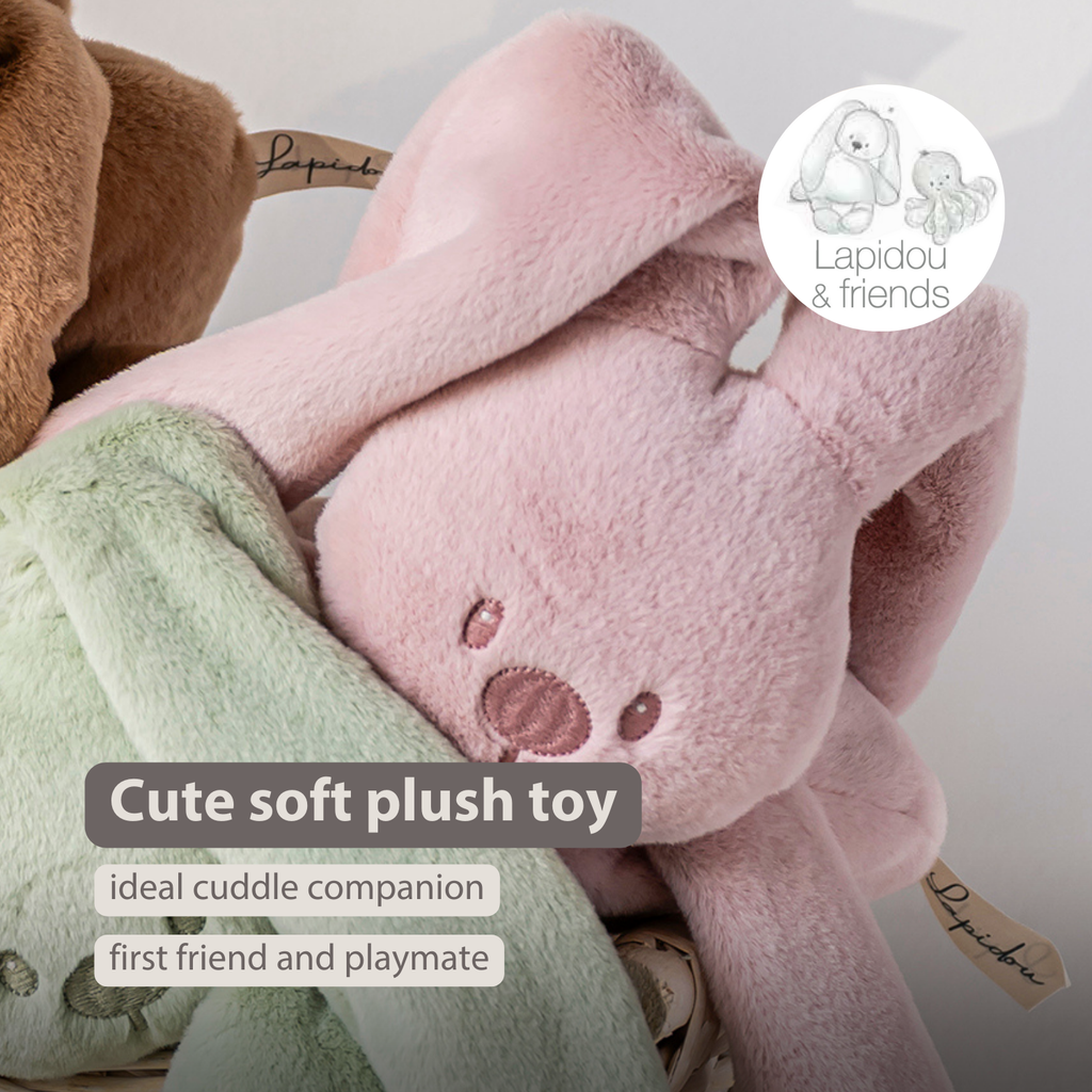 Lapidou Cuddly Rabbit - 30 cm - Soft Baby Plush - Powder Pink [EN]