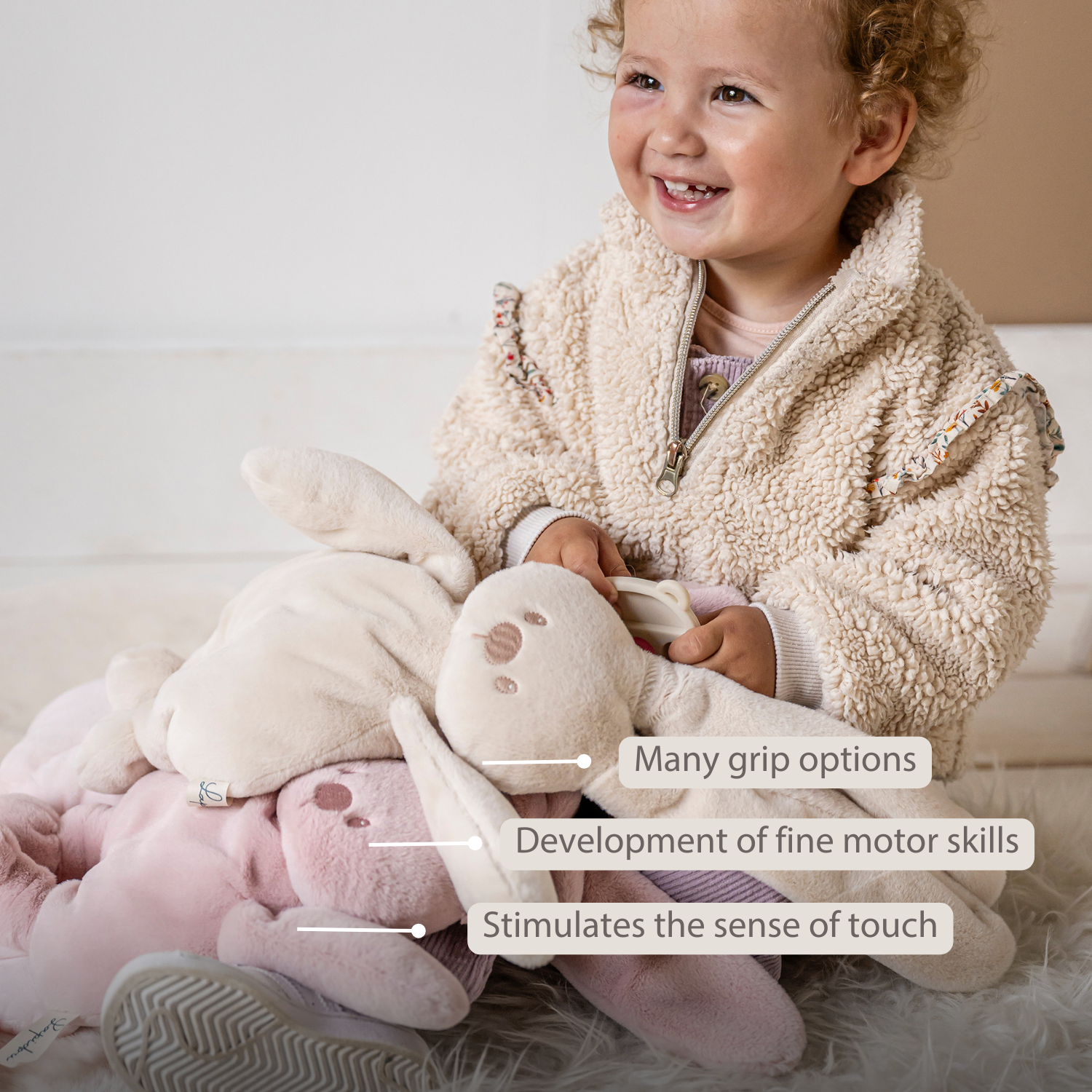 Lapidou Cuddly Rabbit - 30 cm - Soft Baby Plush - Powder Pink [EN]