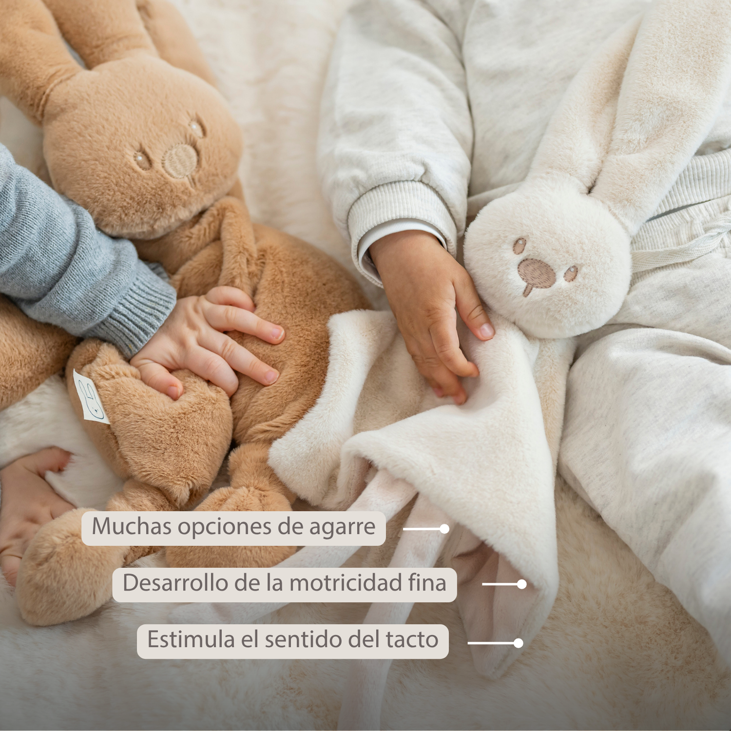 Lapidou Baby Comforter - 27 x 27 cm - Doudou Rabbit - Sand [ES]