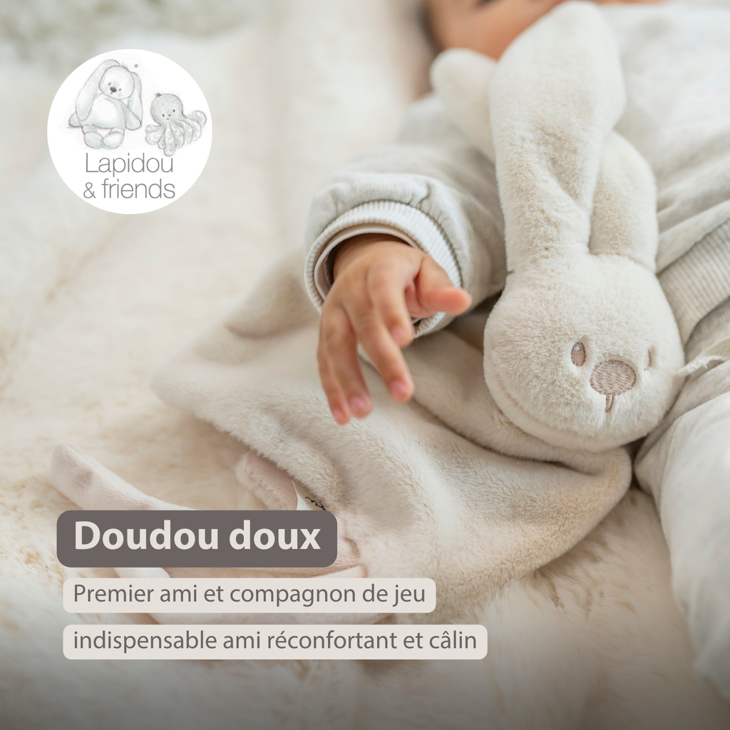 Lapidou Baby Comforter - 27 x 27 cm - Doudou Rabbit - Sand [FR]