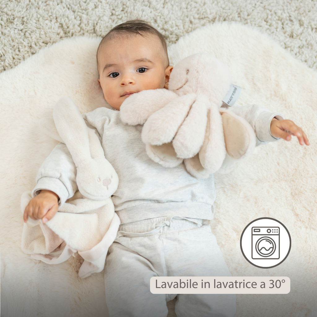 Lapidou Baby Comforter - 27 x 27 cm - Doudou Rabbit - Sand [IT]