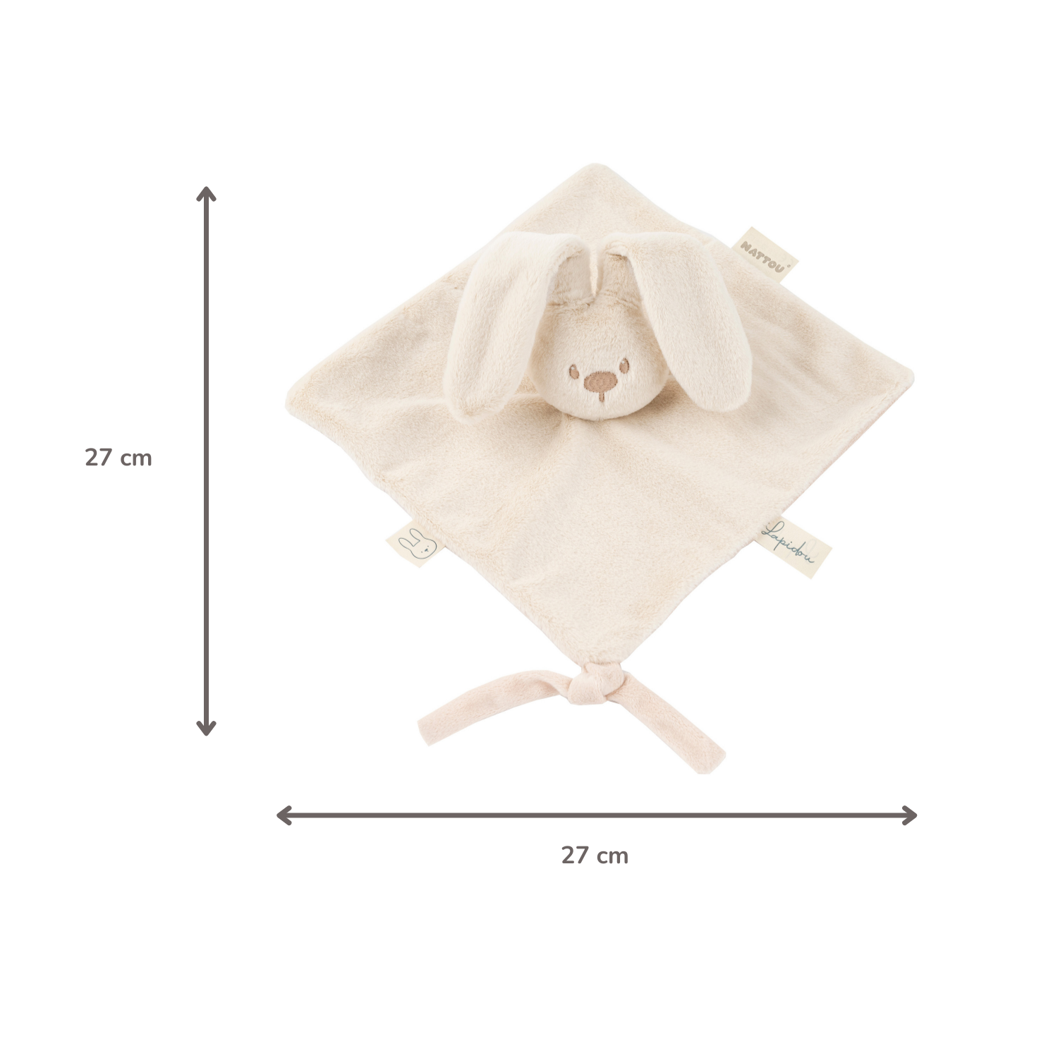 Lapidou Baby Comforter - 27 x 27 cm - Doudou Rabbit - Sand [IT]