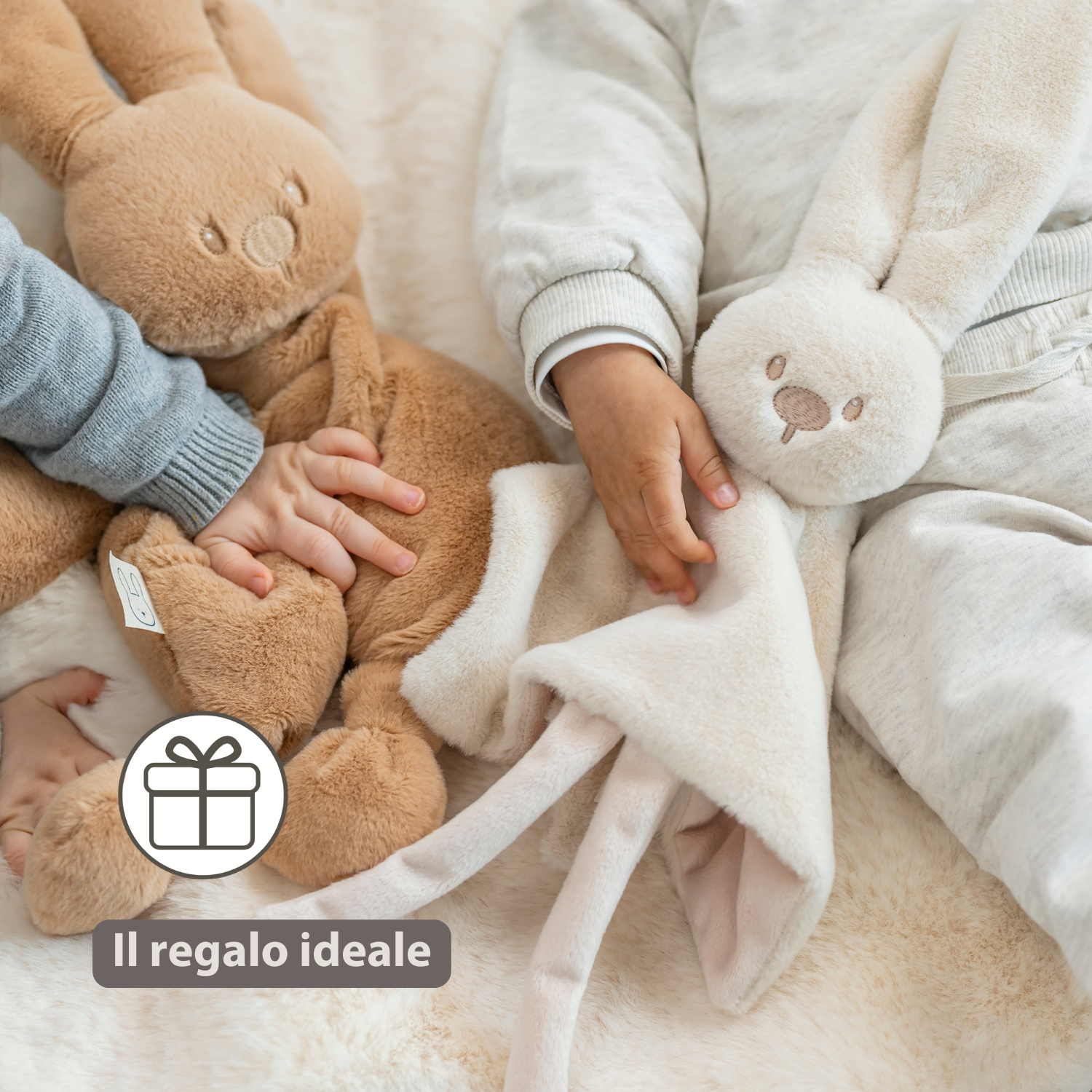 Lapidou Baby Comforter - 27 x 27 cm - Doudou Rabbit - Sand [IT]
