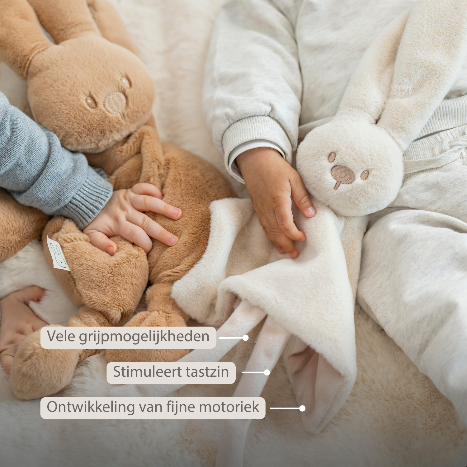 Lapidou Baby Comforter - 27 x 27 cm - Doudou Rabbit - Sand [NL]