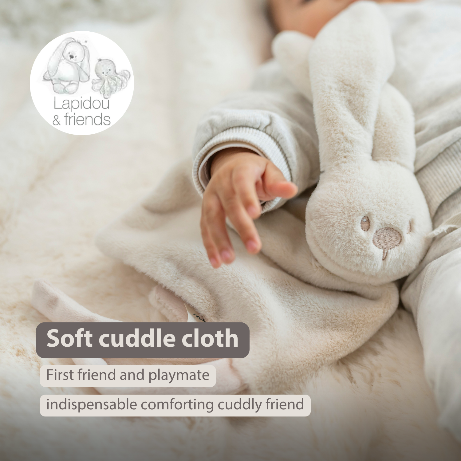 Lapidou Baby Comforter - 27 x 27 cm - Doudou Rabbit - Sand [EN]