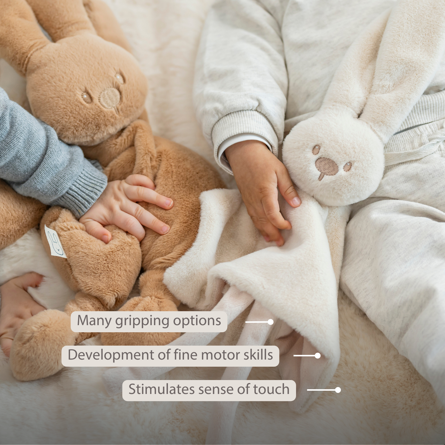 Lapidou Baby Comforter - 27 x 27 cm - Doudou Rabbit - Sand [EN]