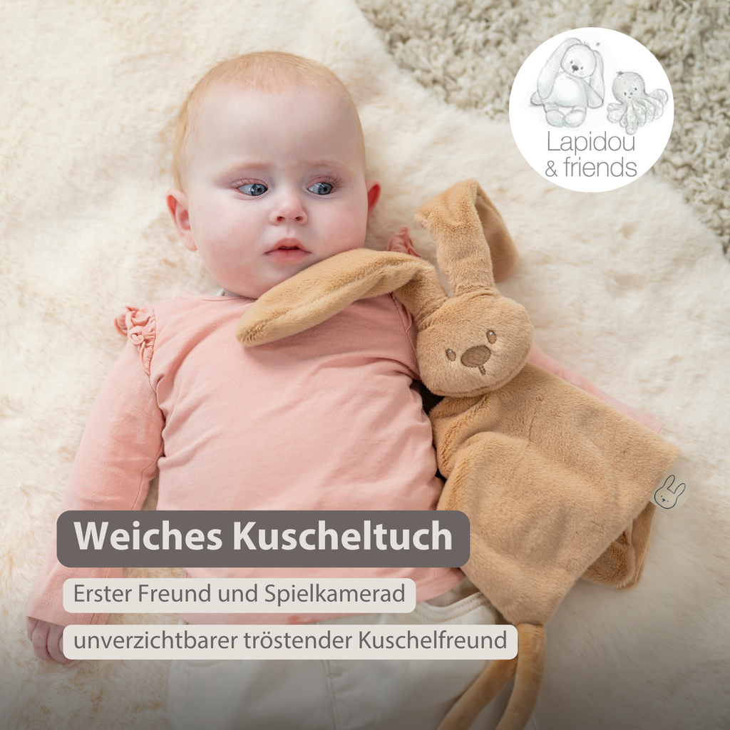 Lapidou Baby Comforter - 27 x 27 cm - Doudou Rabbit - Warm Beige [DE]