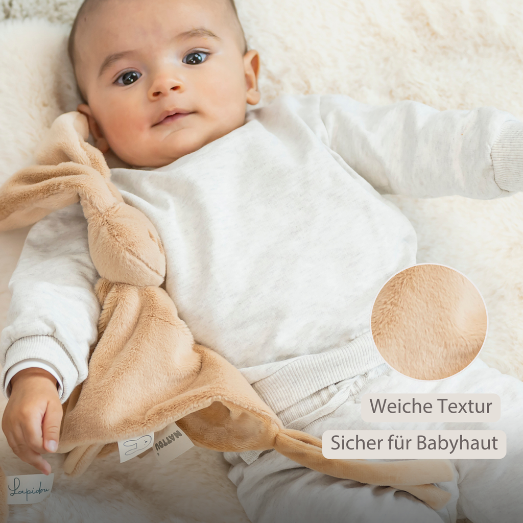 Lapidou Baby Comforter - 27 x 27 cm - Doudou Rabbit - Warm Beige [DE]