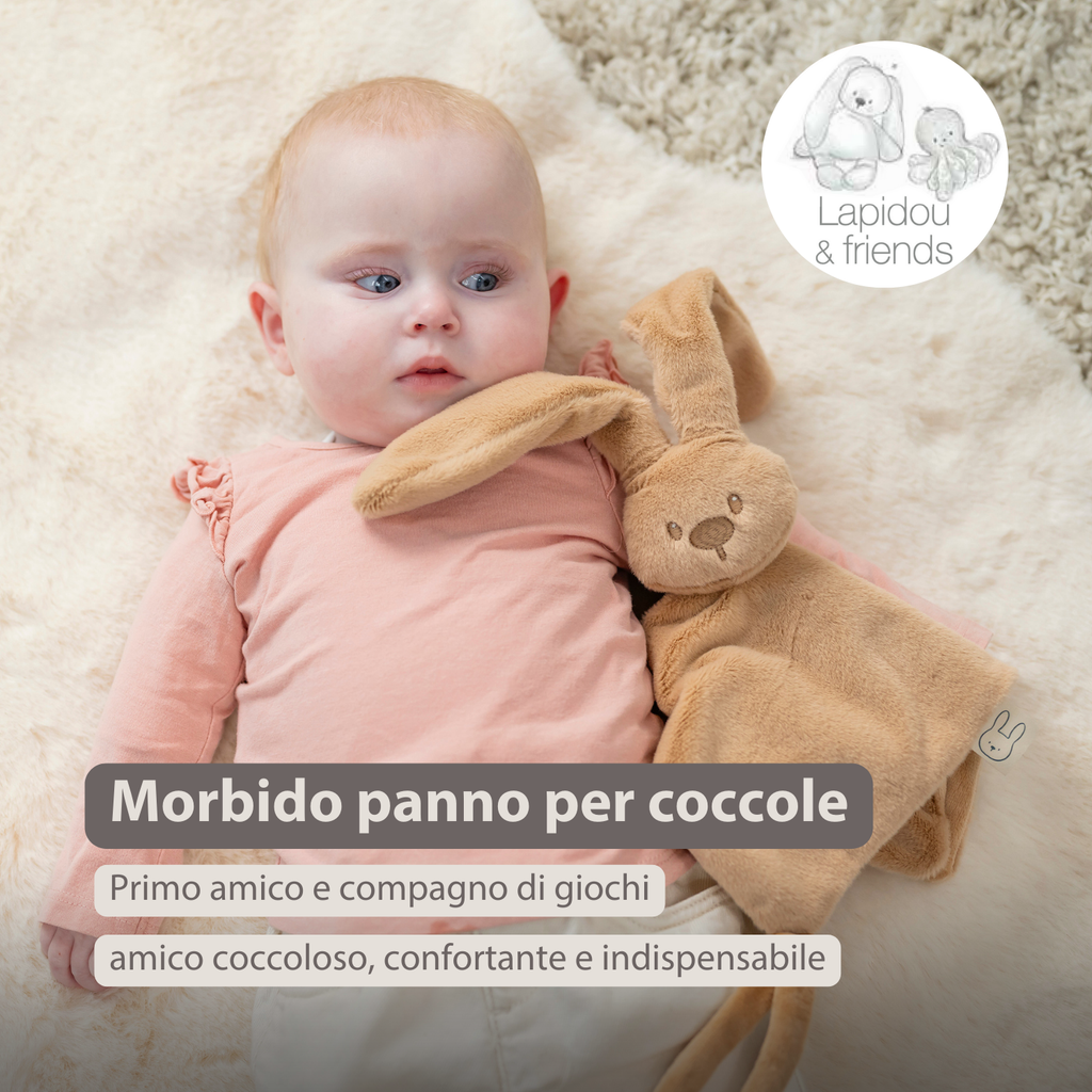 Lapidou Baby Comforter - 27 x 27 cm - Doudou Rabbit - Warm Beige [IT]