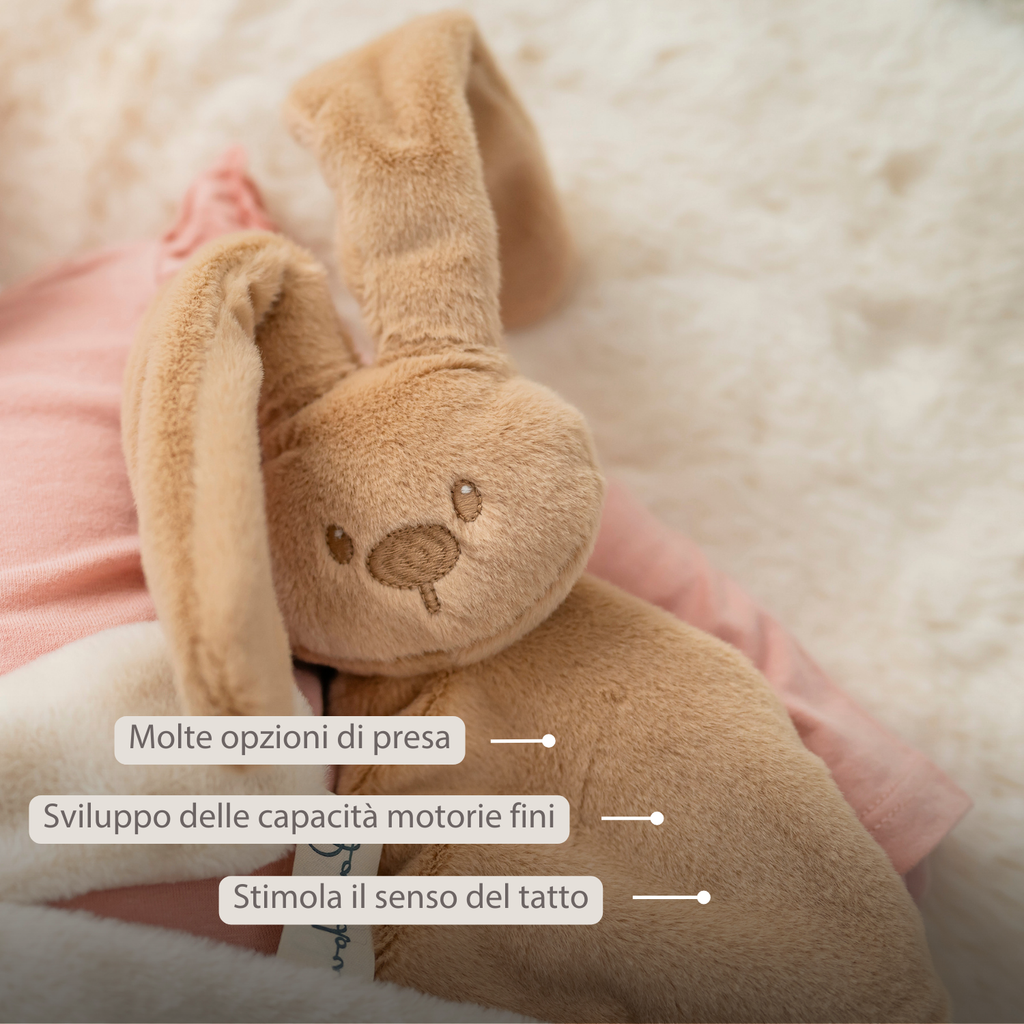 Lapidou Baby Comforter - 27 x 27 cm - Doudou Rabbit - Warm Beige [IT]