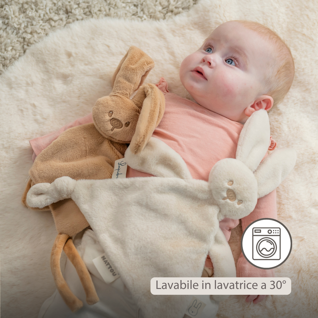 Lapidou Baby Comforter - 27 x 27 cm - Doudou Rabbit - Warm Beige [IT]
