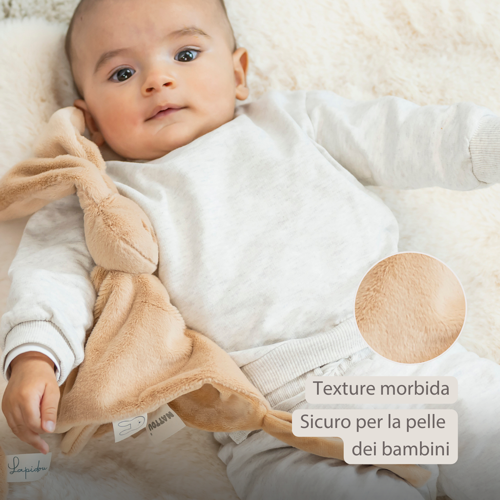 Lapidou Baby Comforter - 27 x 27 cm - Doudou Rabbit - Warm Beige [IT]
