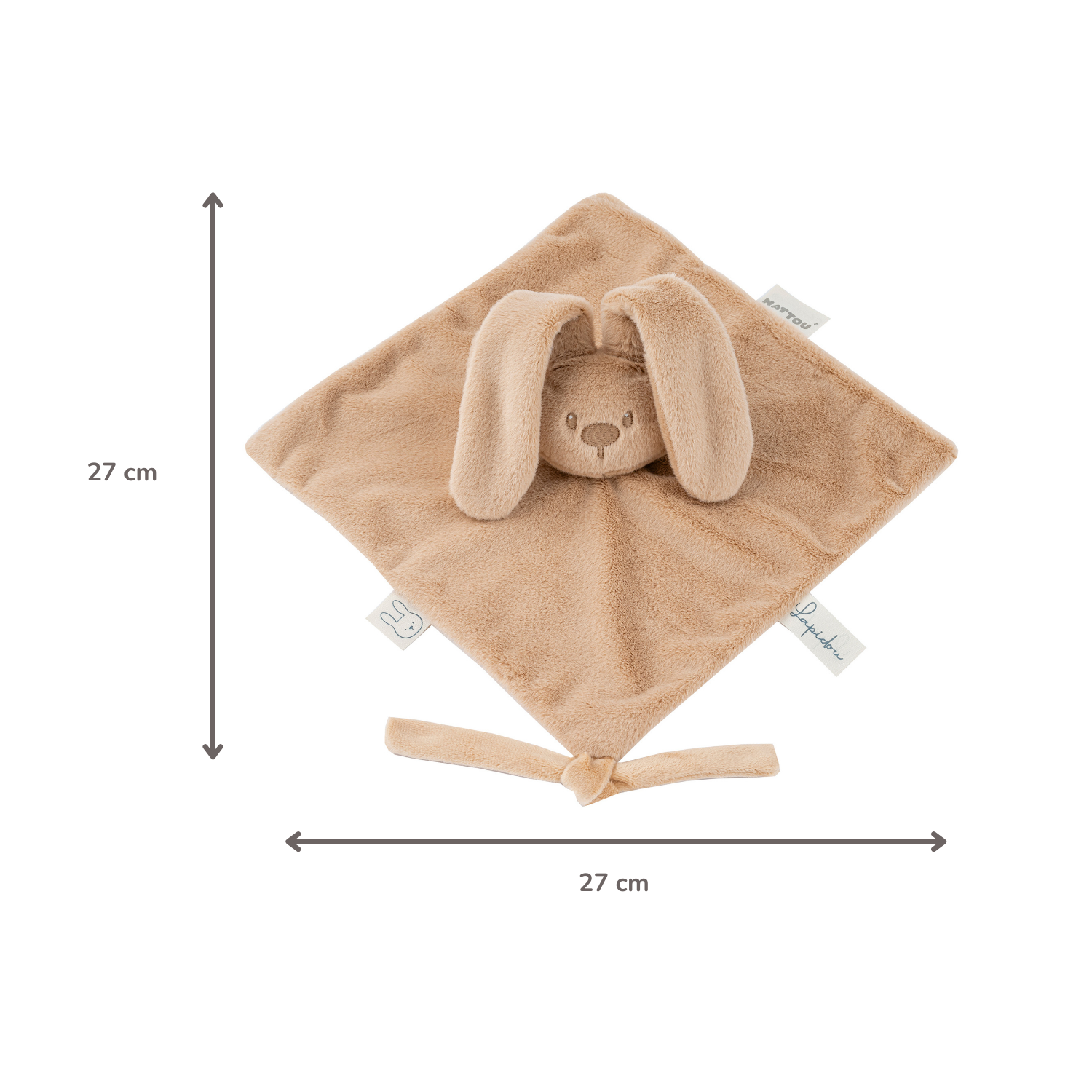 Lapidou Baby Comforter - 27 x 27 cm - Doudou Rabbit - Warm Beige [IT]