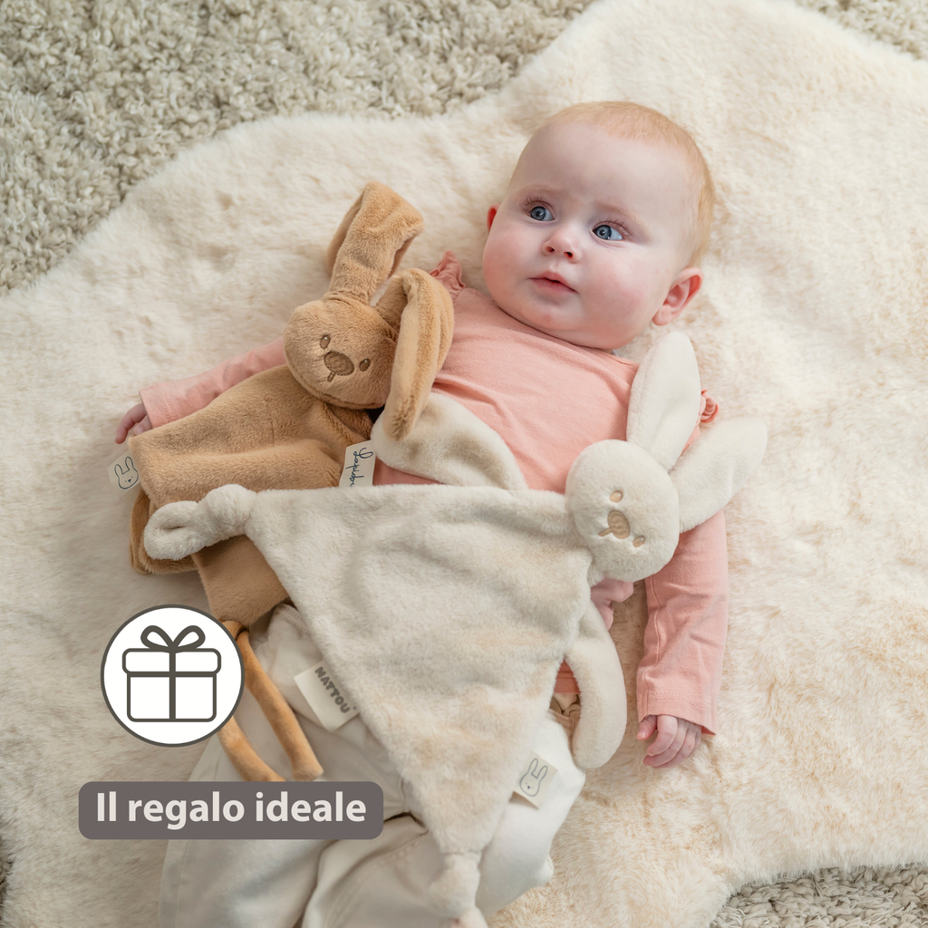 Lapidou Baby Comforter - 27 x 27 cm - Doudou Rabbit - Warm Beige [IT]