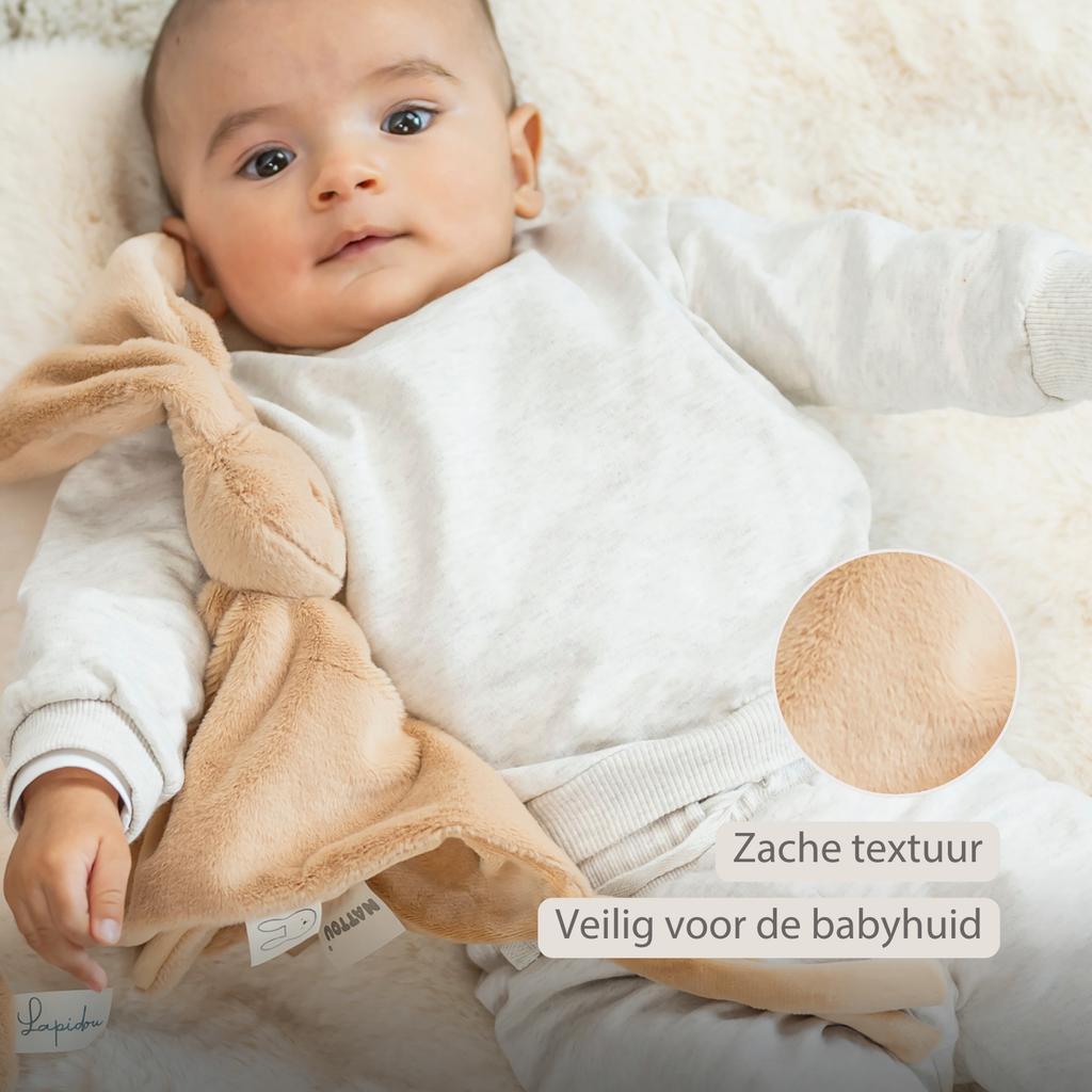 Lapidou Baby Comforter - 27 x 27 cm - Doudou Rabbit - Warm Beige [NL]