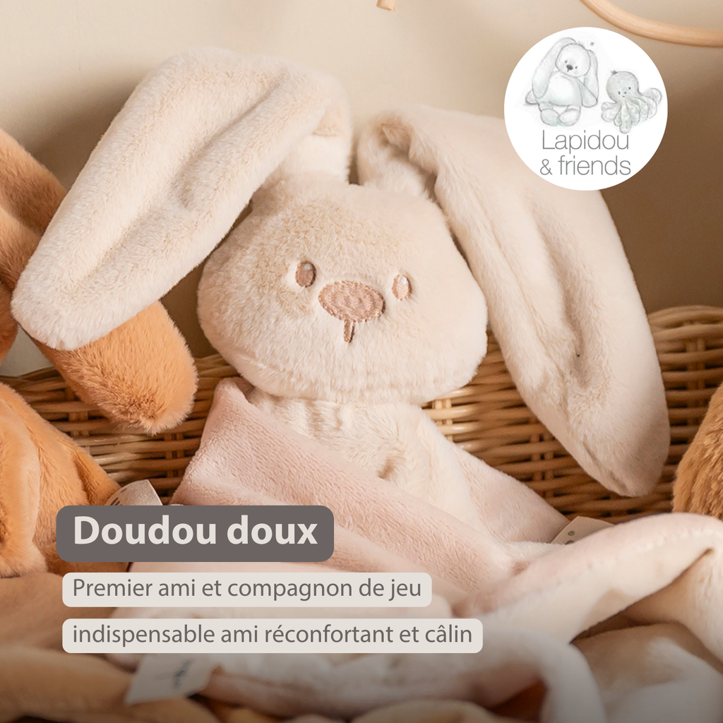 Lapidou Baby Comforter - 65 x 40 cm - Doudou Rabbit - Sand [FR]