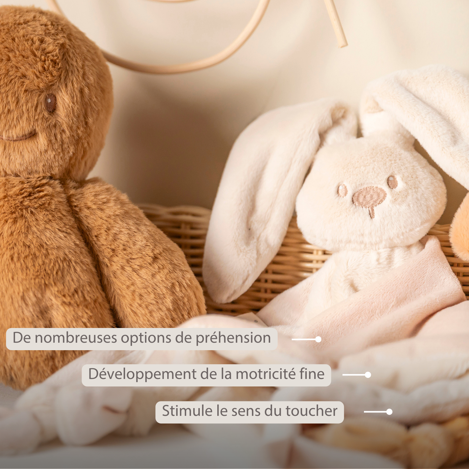 Lapidou Baby Comforter - 65 x 40 cm - Doudou Rabbit - Sand [FR]