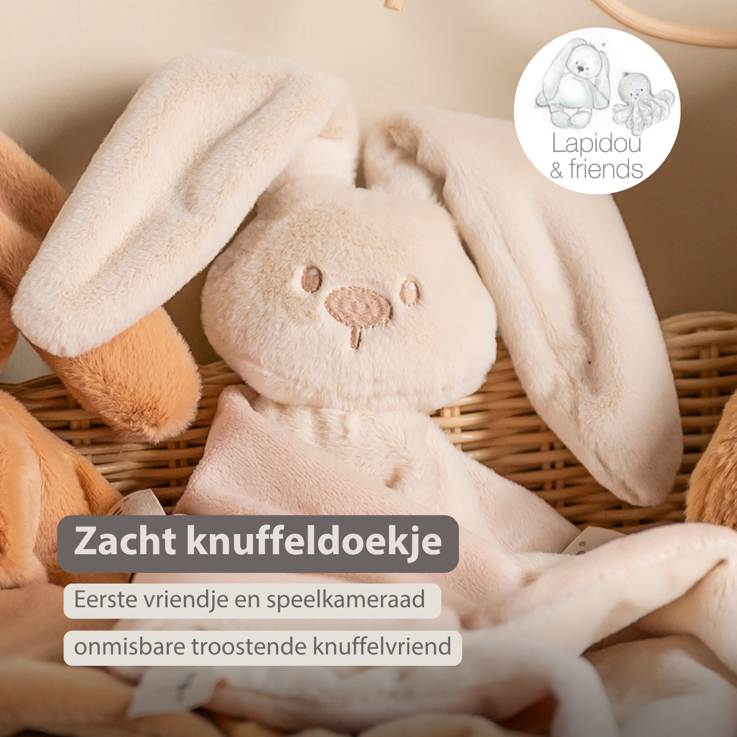 Lapidou Baby Comforter - 65 x 40 cm - Doudou Rabbit - Sand [NL]