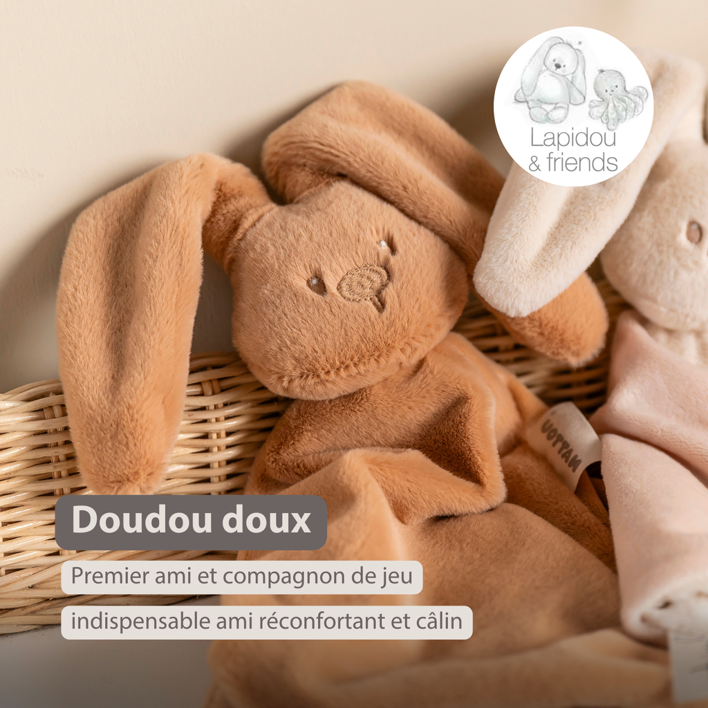 Lapidou Baby Comforter - 65 x 40 cm - Doudou Rabbit - Warm Beige [FR]